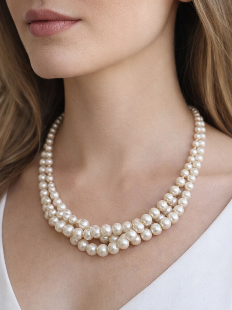 Avon Double Strand Cream Faux Pearl Necklace 15$